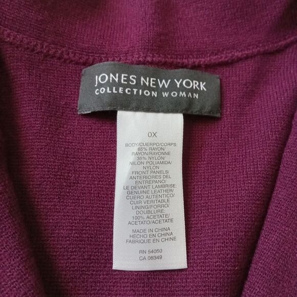 Jones New York Purple Burgundy Red Genuine Suede Button Front Jacket Women's 0X - Picture 3 of 12